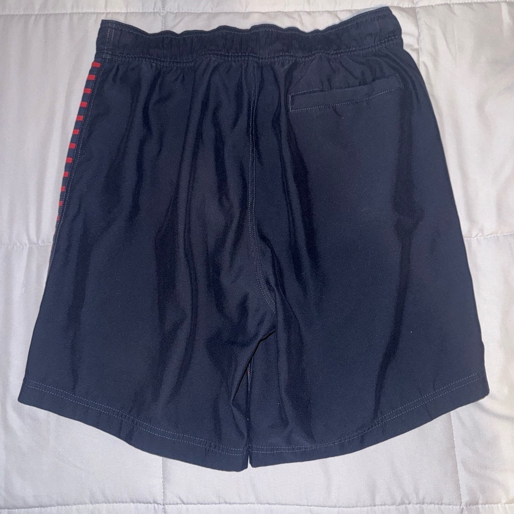 Nautica Red and Navy Blue Striped Board Shorts Size Medium - Picture 2 of 4